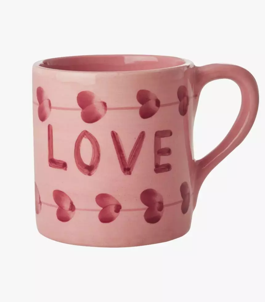 Mug en céramique rose peint à la main - Rice | Altermundi
