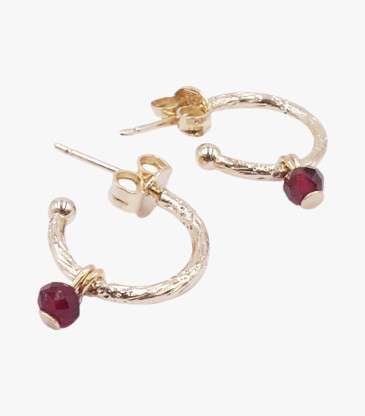 Boucles d'oreilles Pampille grenat rouge