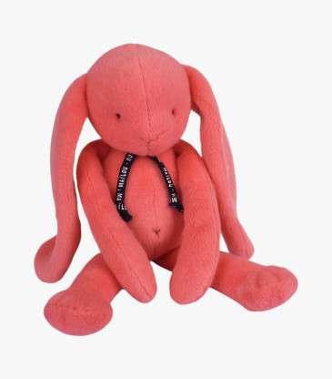 Peluche lapin Méloé corail acidulé