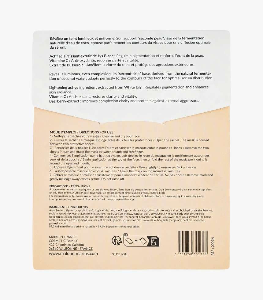 Masque bio-cellulose Éclat & Pureté orange