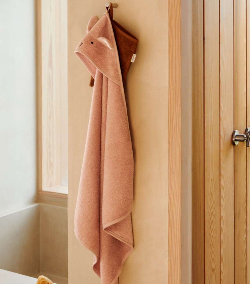 Cape de bain Albert lapin rose