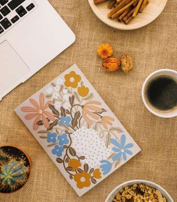 Carnet Myosotis & Capucine motif floral A6