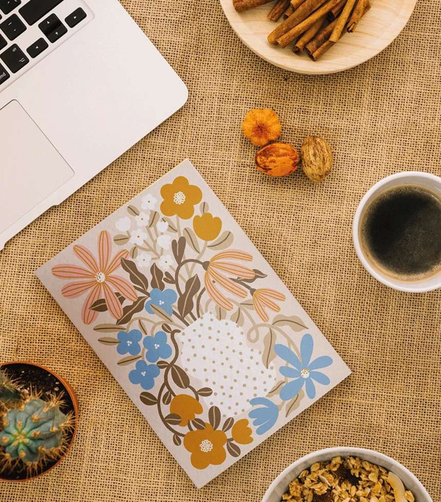 Carnet Myosotis & Capucine motif floral A6