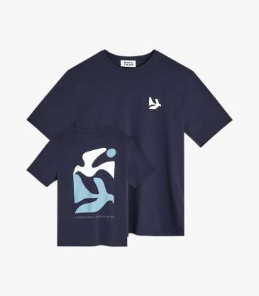 T-shirt Peace bleu imprimé