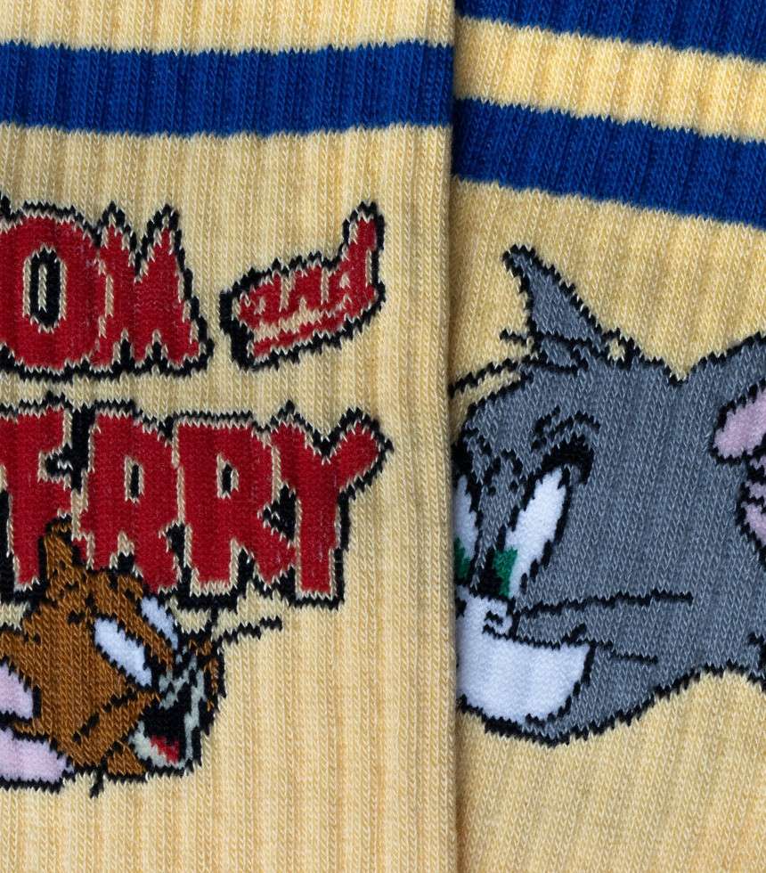 Chaussettes Athletic Tom and Jerry Heads jaune