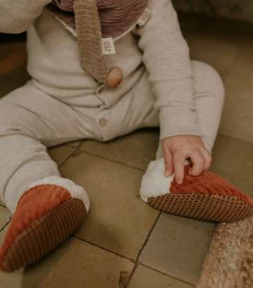 Chaussons velours paprika