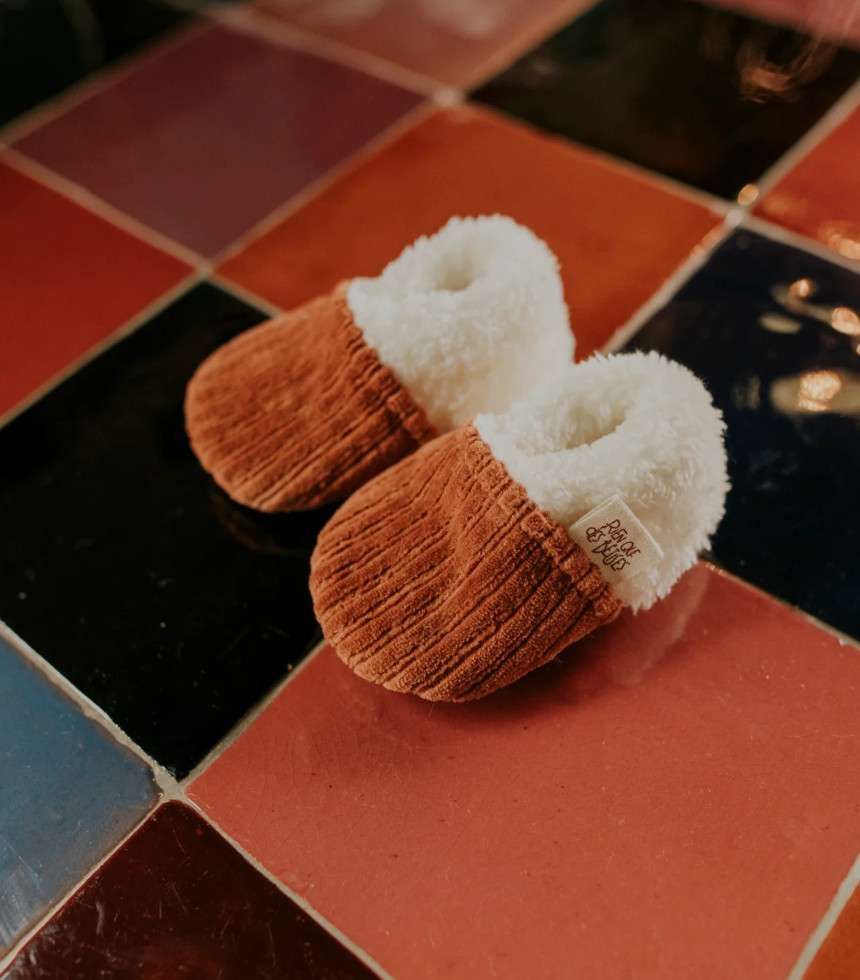 Chaussons velours paprika