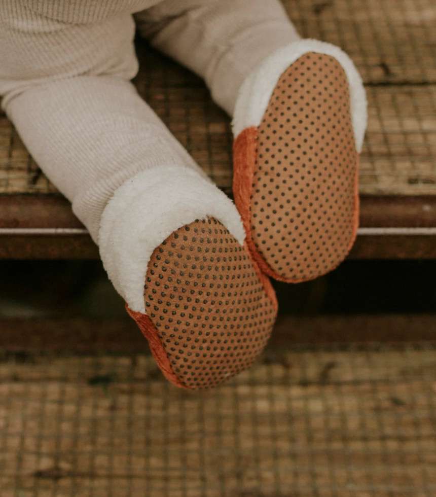 Chaussons velours paprika