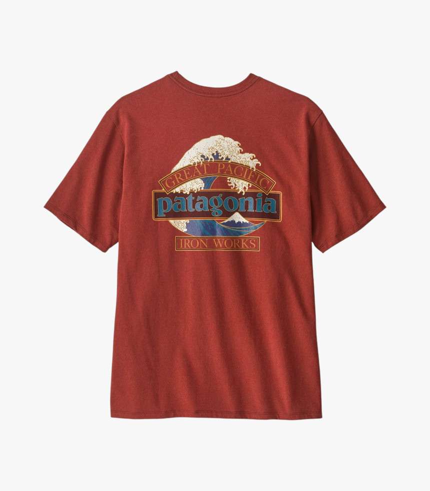 T-shirt Great Waves rouge rusty