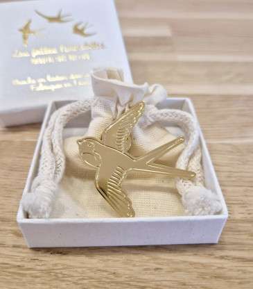 Broche laiton doré Hirondelle