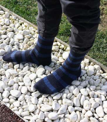 Chaussettes rayées bleu marine et bleu