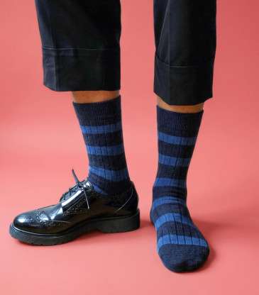 Chaussettes rayées bleu marine et bleu