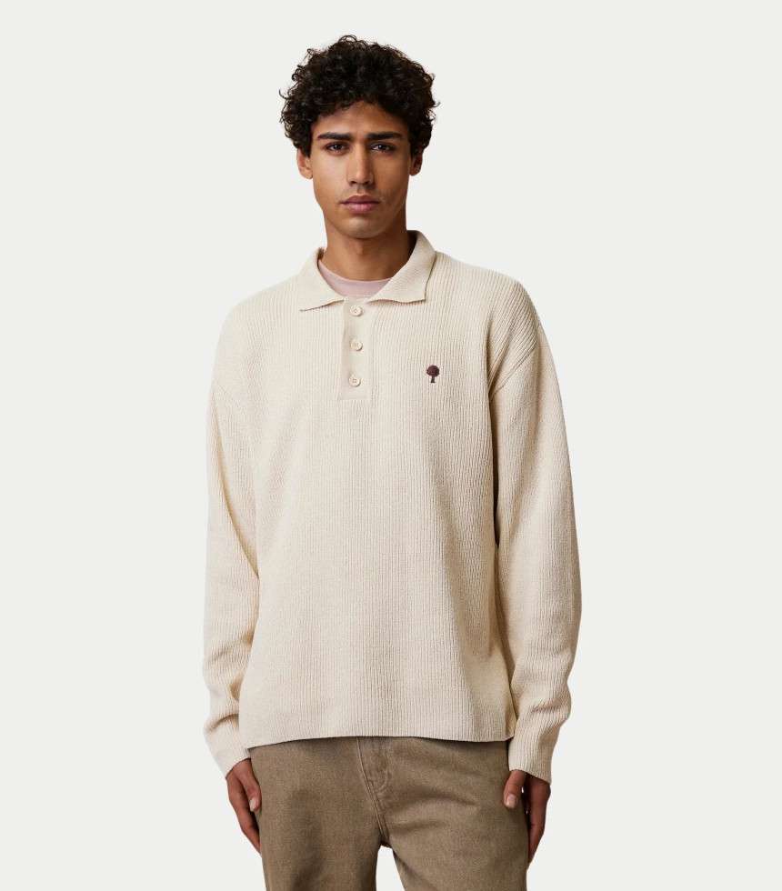 Pull col polo Aulnay écru