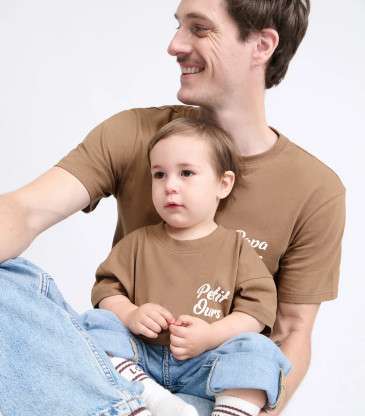 T-shirt Papa ours café