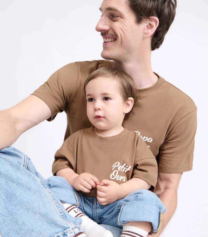 T-shirt Papa ours café