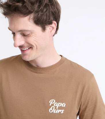 T-shirt Papa ours café