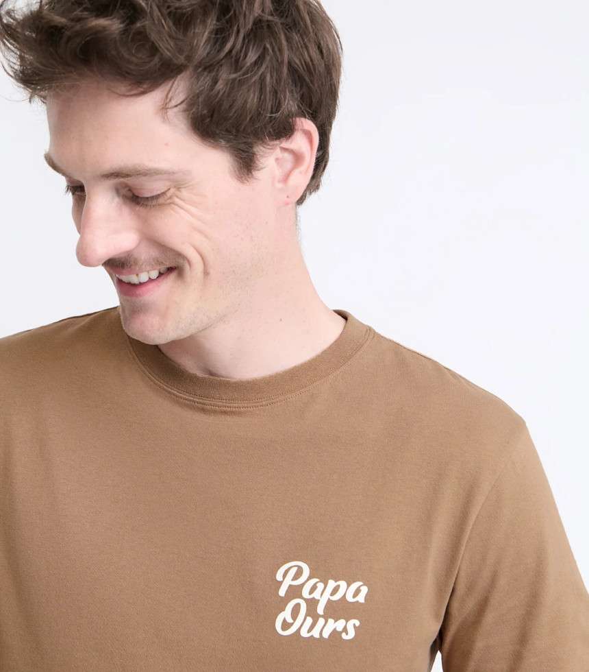 T-shirt Papa ours café