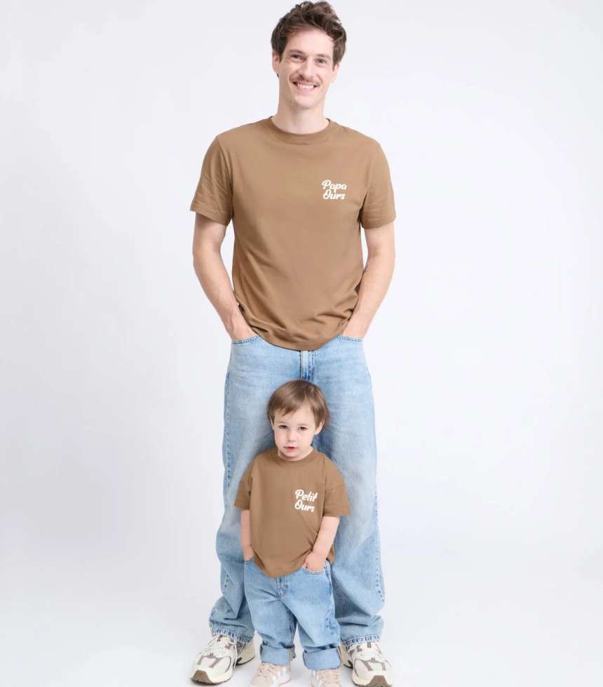 T-shirt Papa ours café