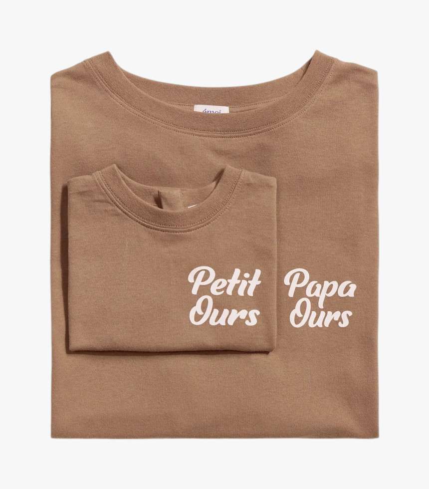 T-shirt Papa ours café