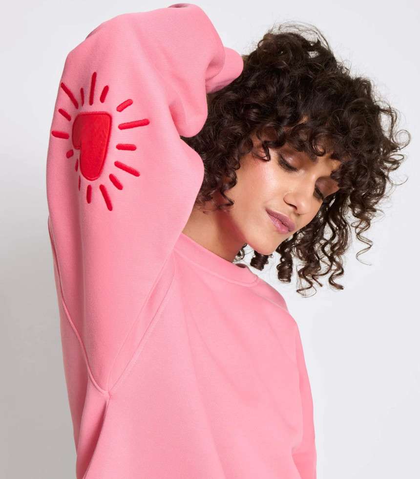 Sweat Cœur solaire coudières rose