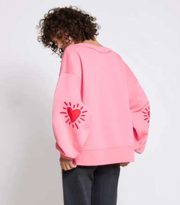 Sweat Cœur solaire coudières rose