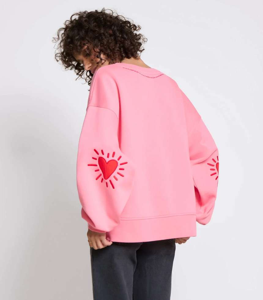 Sweat Cœur solaire coudières rose