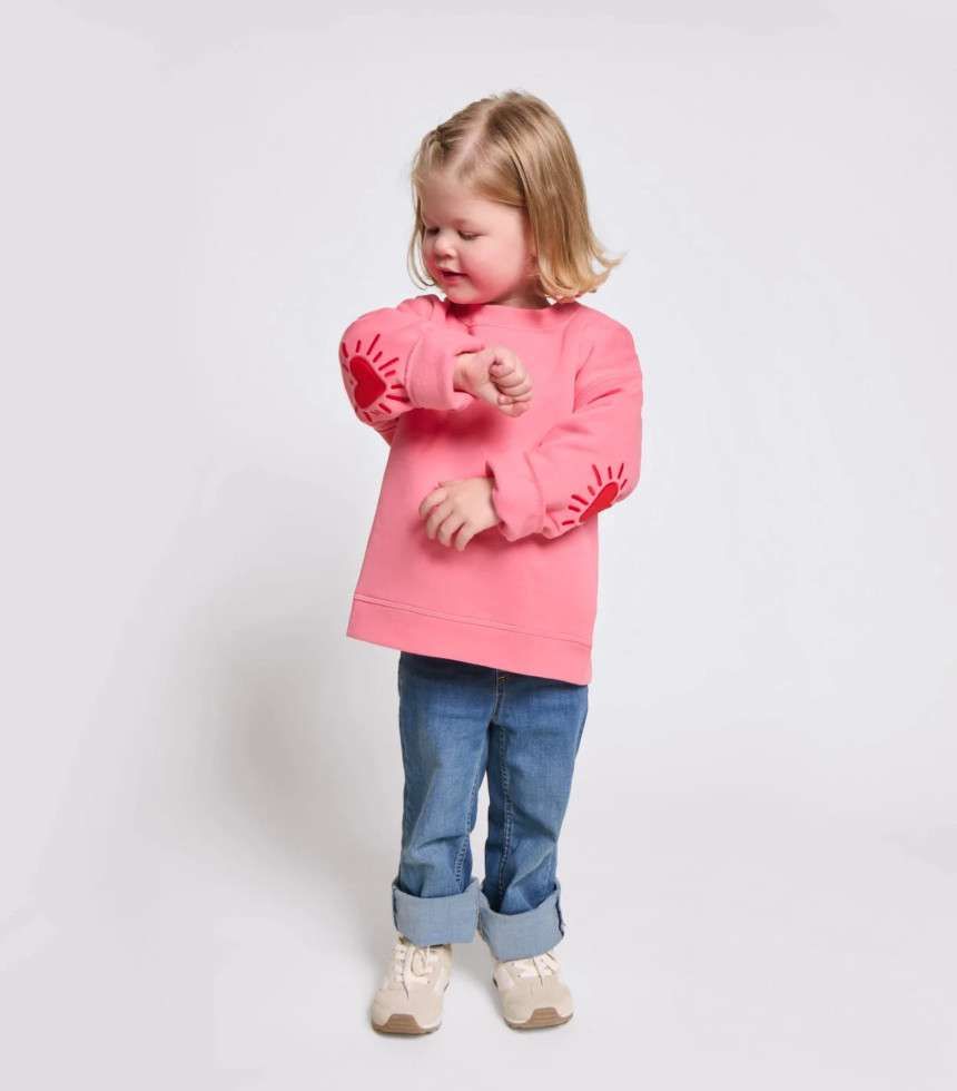 Sweat Cœur solaire coudières rose