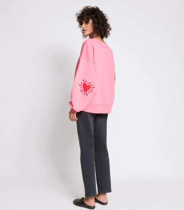 Sweat Cœur solaire coudières rose