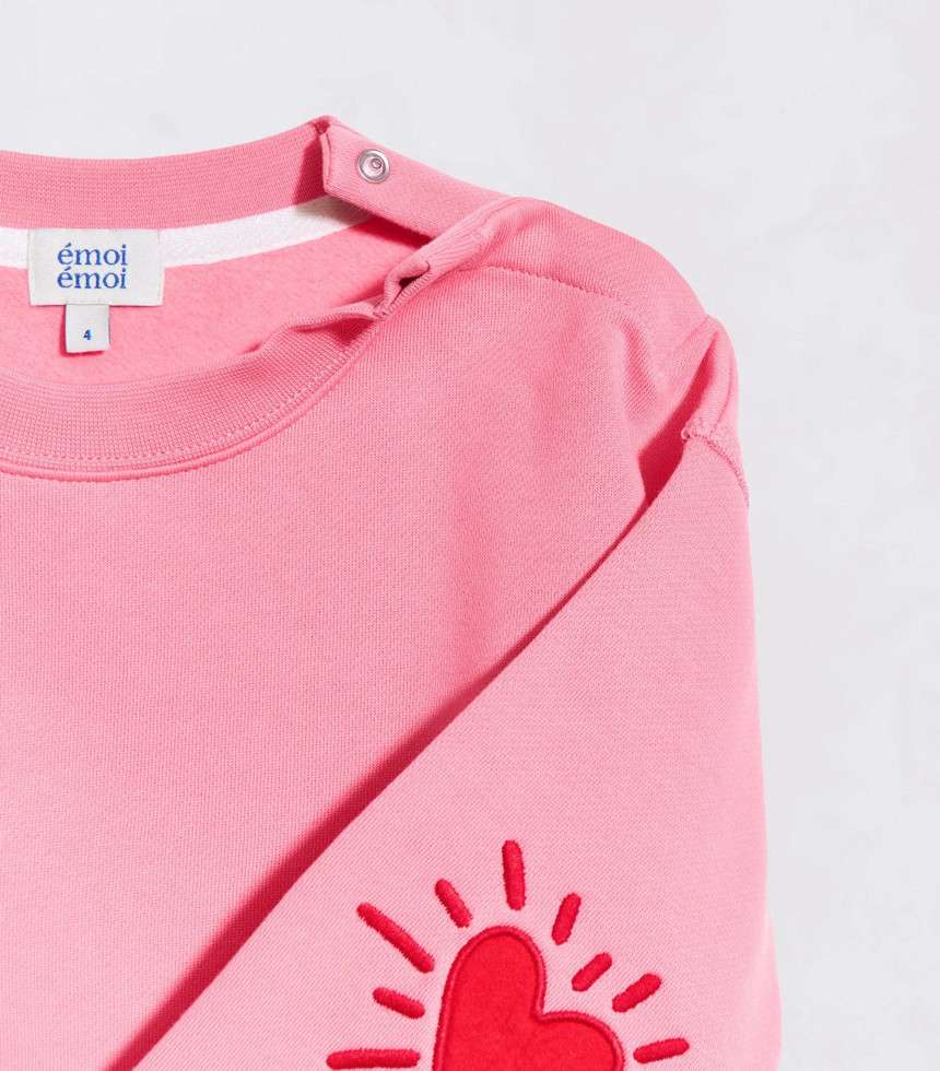 Sweat Cœur solaire coudières rose