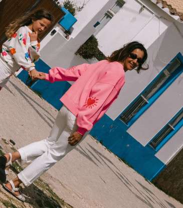 Sweat Cœur solaire coudières rose