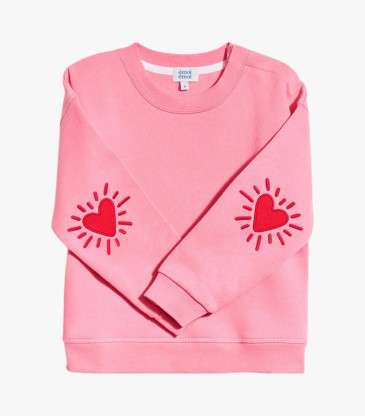 Sweat Cœur solaire coudières rose