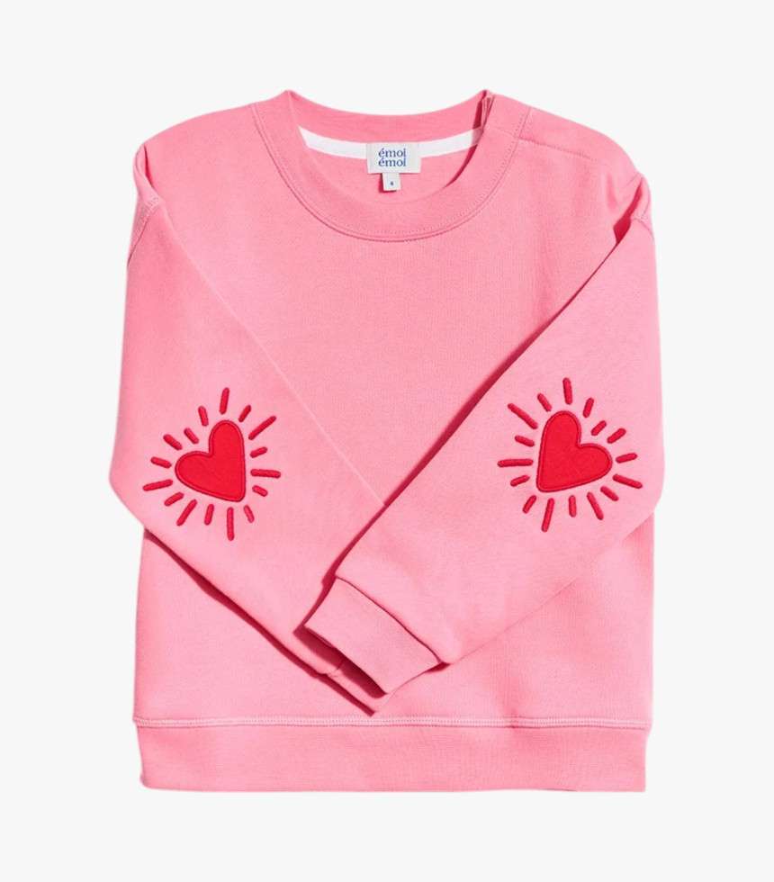 Sweat Cœur solaire coudières rose