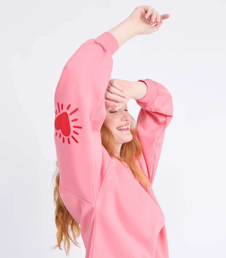 Sweat Cœur solaire coudières rose