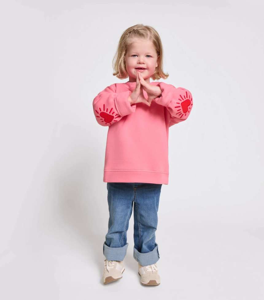 Sweat Cœur solaire coudières rose