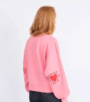 Sweat Cœur solaire coudières rose