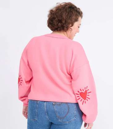 Sweat Cœur solaire coudières rose