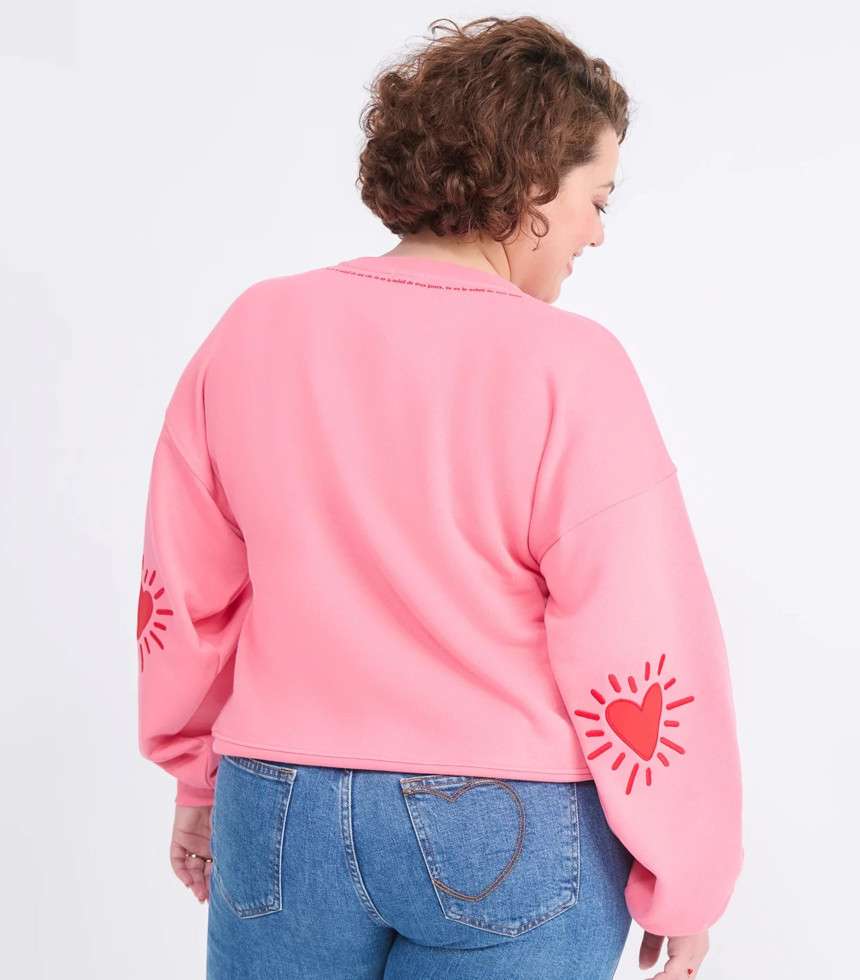 Sweat Cœur solaire coudières rose