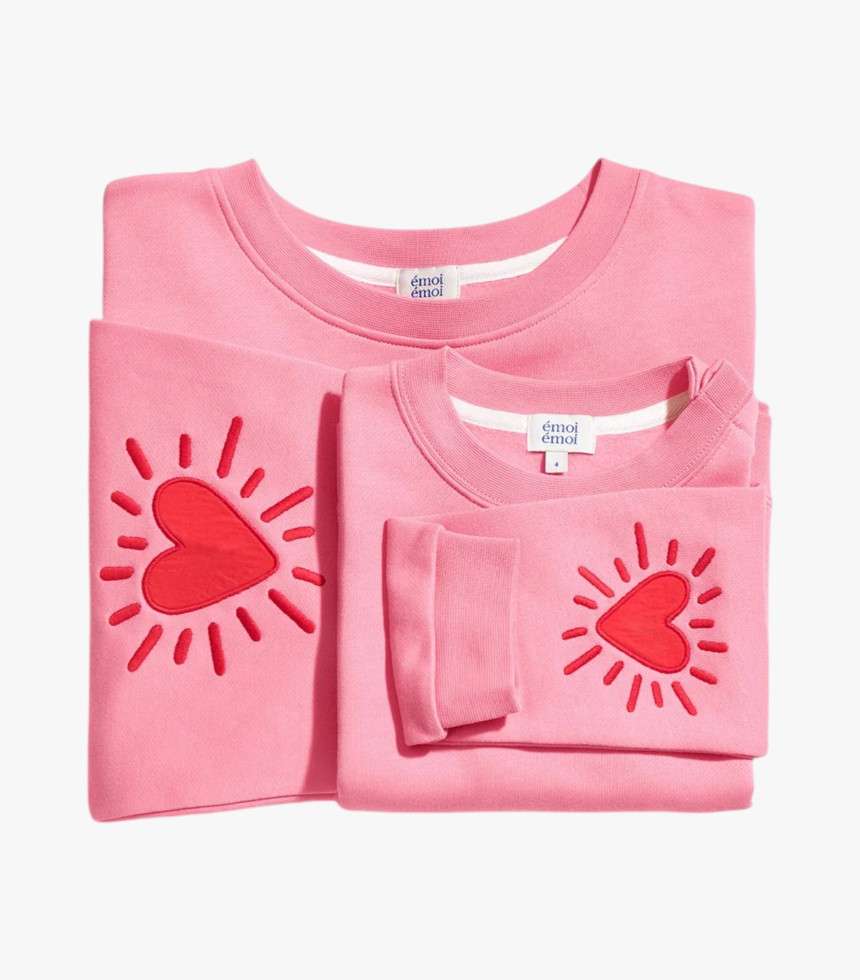 Sweat Cœur solaire coudières rose