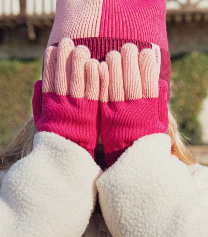 Gants tricolores fuchsia