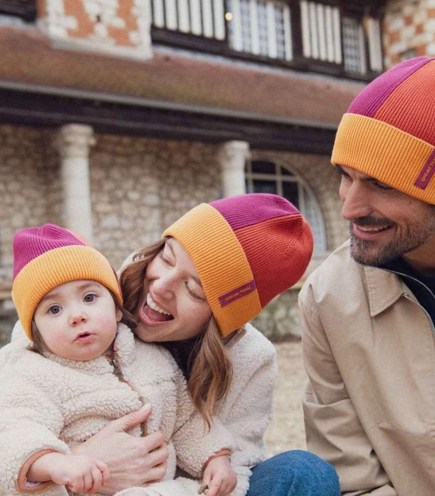 Bonnet tricolore Dream Team marron enfant
