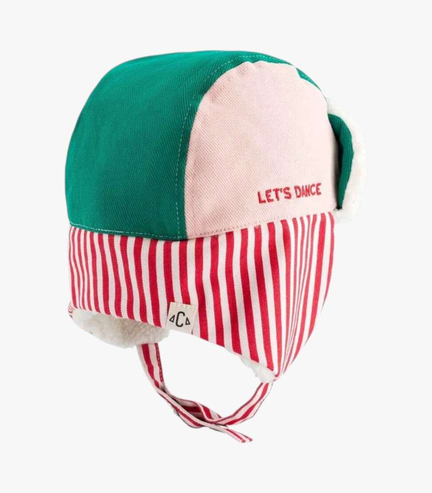 Chapka tricolore Let's Dance vert rose rayures rouges