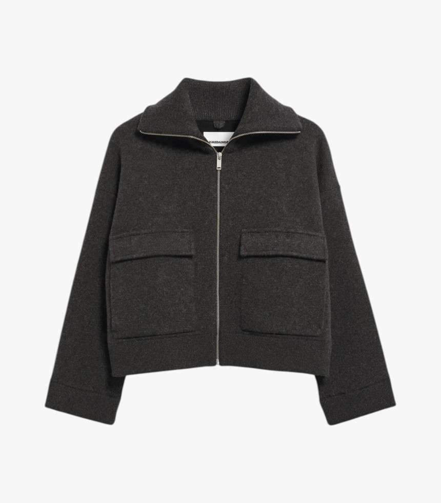 Gilet cardigan coton laine gris chiné