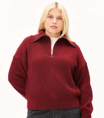 Pull Vanisé rouge velours