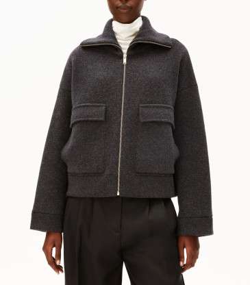 Gilet cardigan coton laine gris chiné