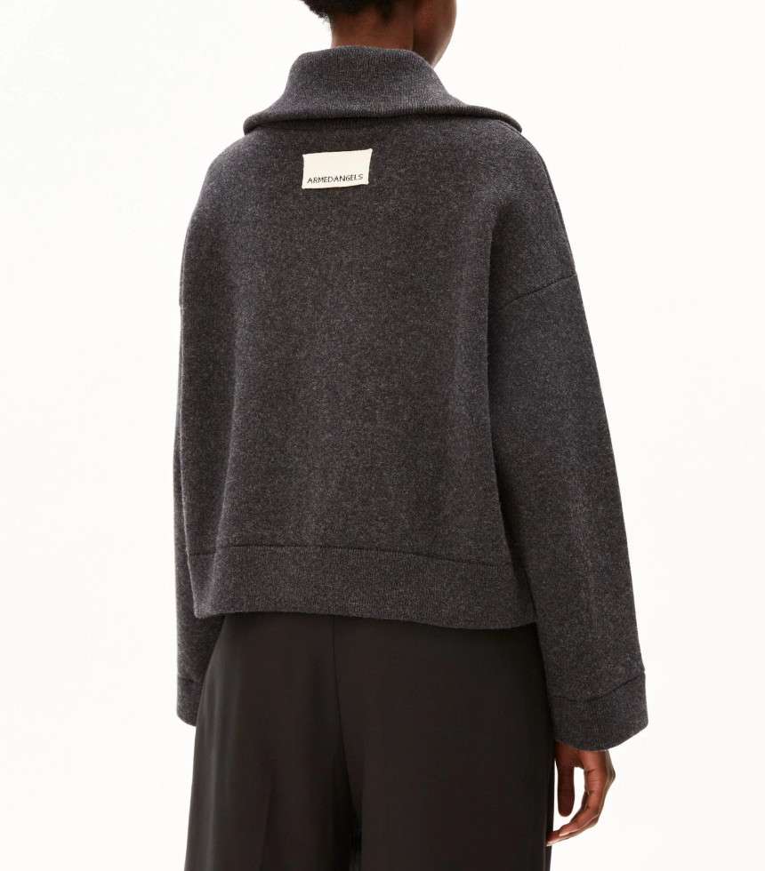 Gilet cardigan coton laine gris chiné