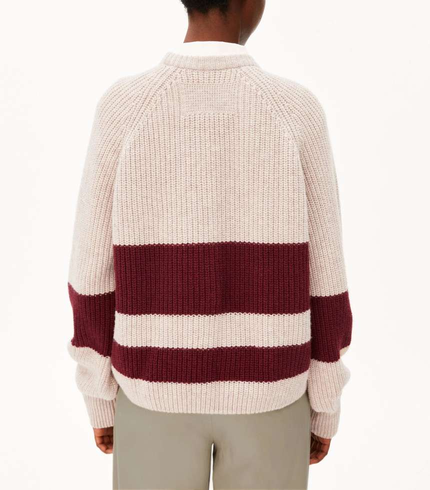 Pull rib rayures honey velvet red