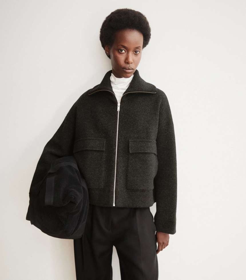 Gilet cardigan coton laine gris chiné