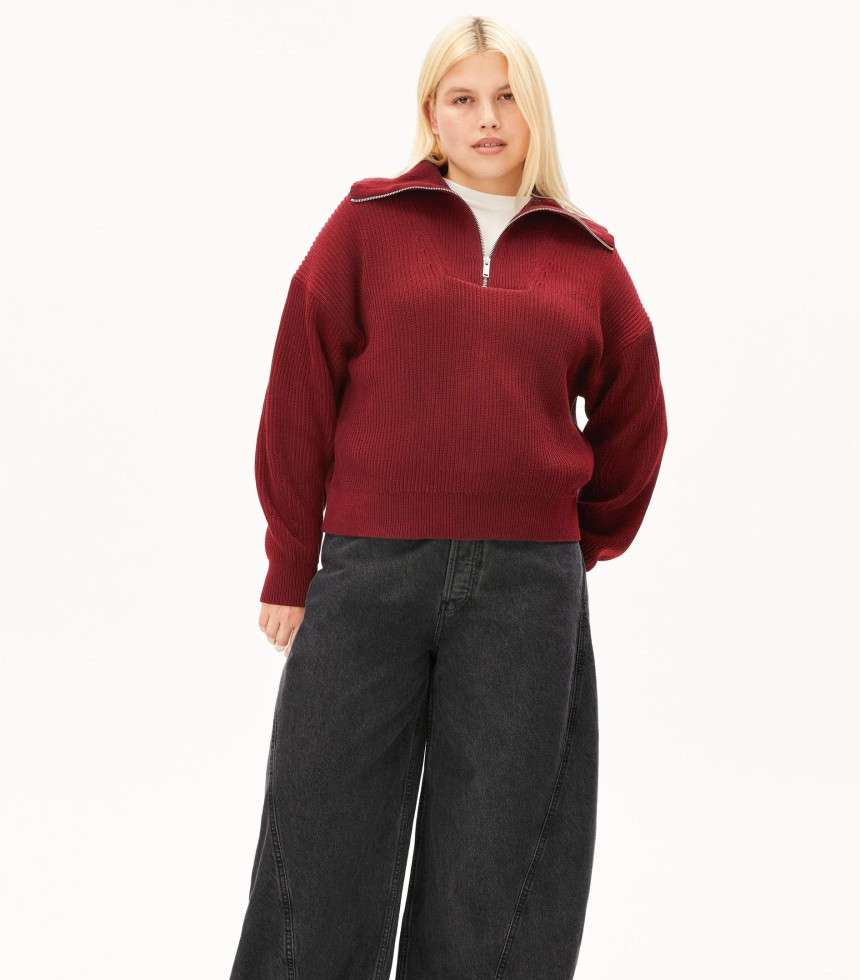 Pull Vanisé rouge velours
