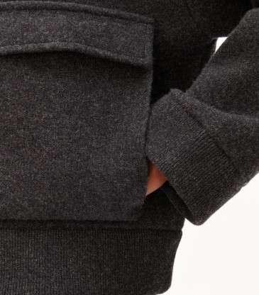 Gilet cardigan coton laine gris chiné