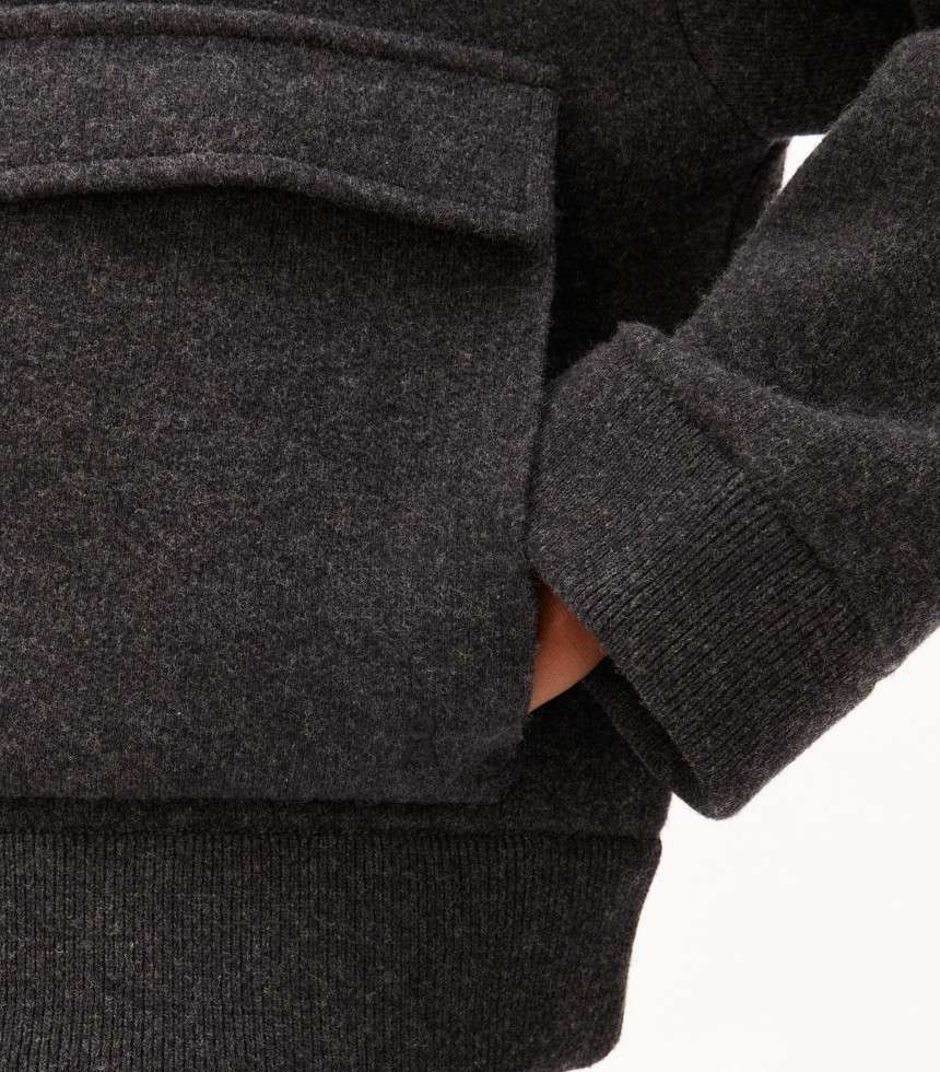Gilet cardigan coton laine gris chiné